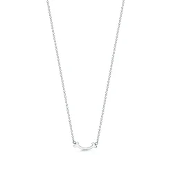 Tiffany & Co. Tiffany T smile pendant in 18k white gold with diamonds, mini. | ^ Necklaces & Pendants|Diamond Jewelry