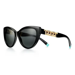 Tiffany & Co. Tiffany T Sunglasses in Black Acetate with Dark Gray Lenses | ^Women Tiffany T|Sunglasses