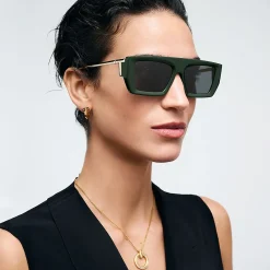 Tiffany & Co. Tiffany T Sunglasses in Dark Green Acetate with Dark Gray Lenses | ^Women Tiffany T|Sunglasses
