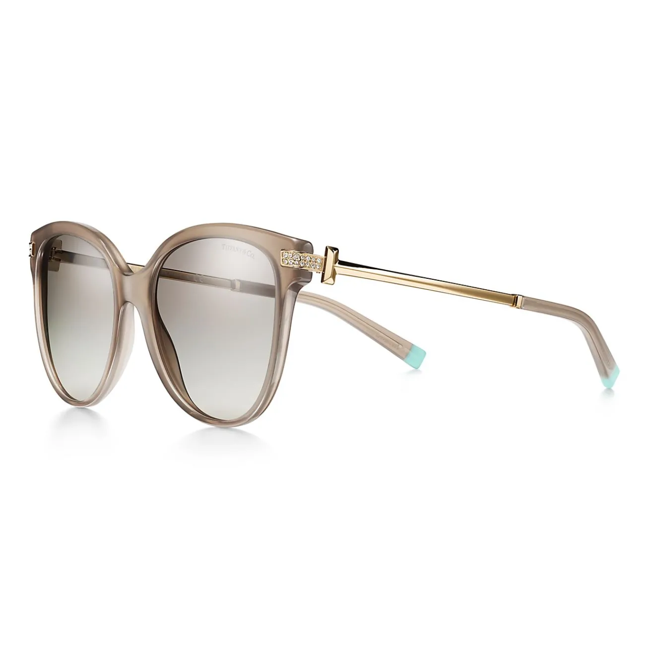 Tiffany & Co. Tiffany T Sunglasses in Opal Taupe Acetate with Gradient Gray Lenses | ^ Tiffany T|Sunglasses