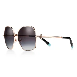 Tiffany & Co. Tiffany T Sunglasses in Pale Gold-colored Metal with Gradient Gray Lenses | ^ Tiffany T|Sunglasses