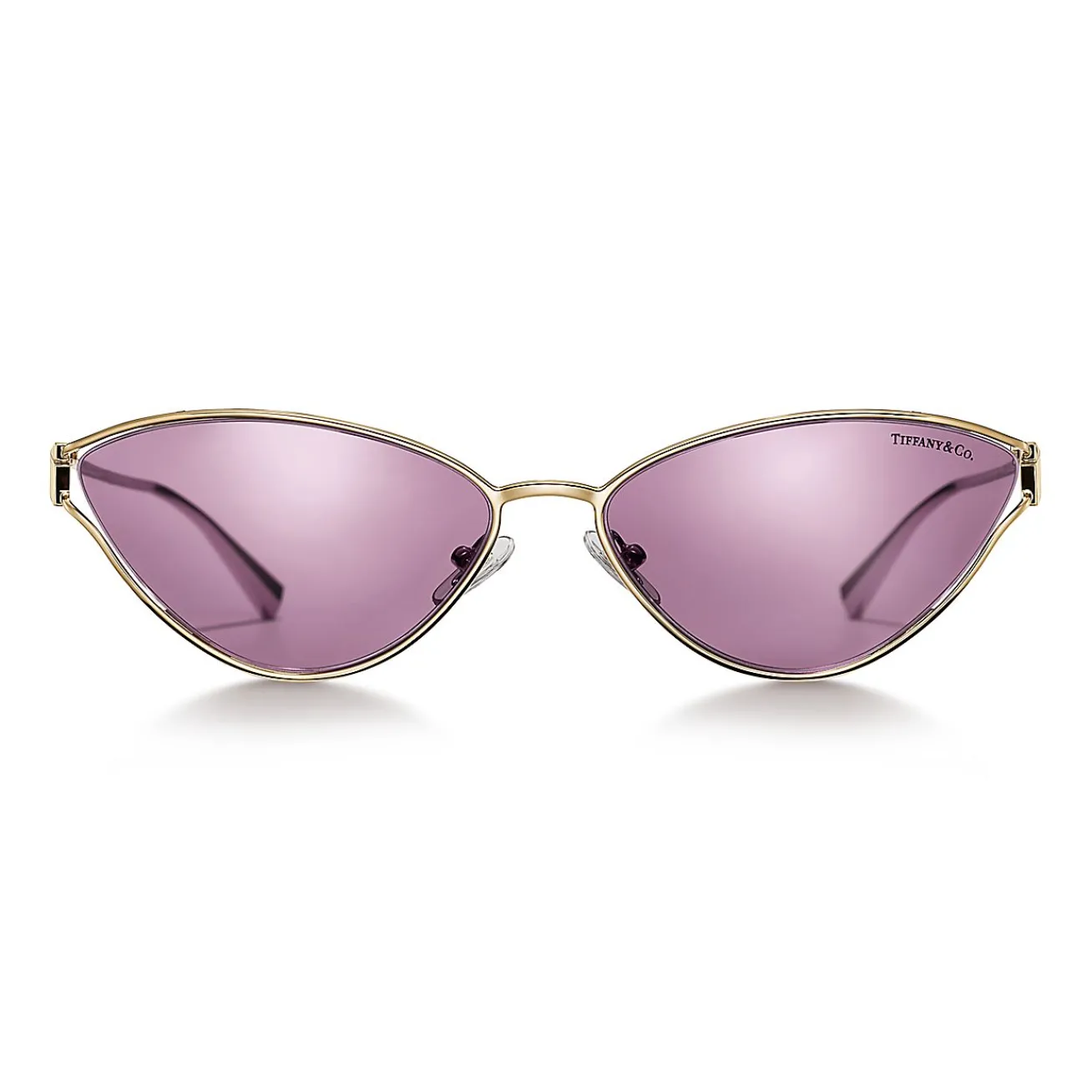 Tiffany & Co. Tiffany T Sunglasses in Pale Gold-colored Metal with Violet Mirrored Lenses | ^Women Tiffany T|Sunglasses