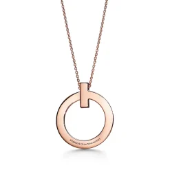 Tiffany & Co. Tiffany T T1 Circle Pendant in 18k Rose Gold with Diamonds, Large | ^ Necklaces & Pendants|Rose Gold Jewelry