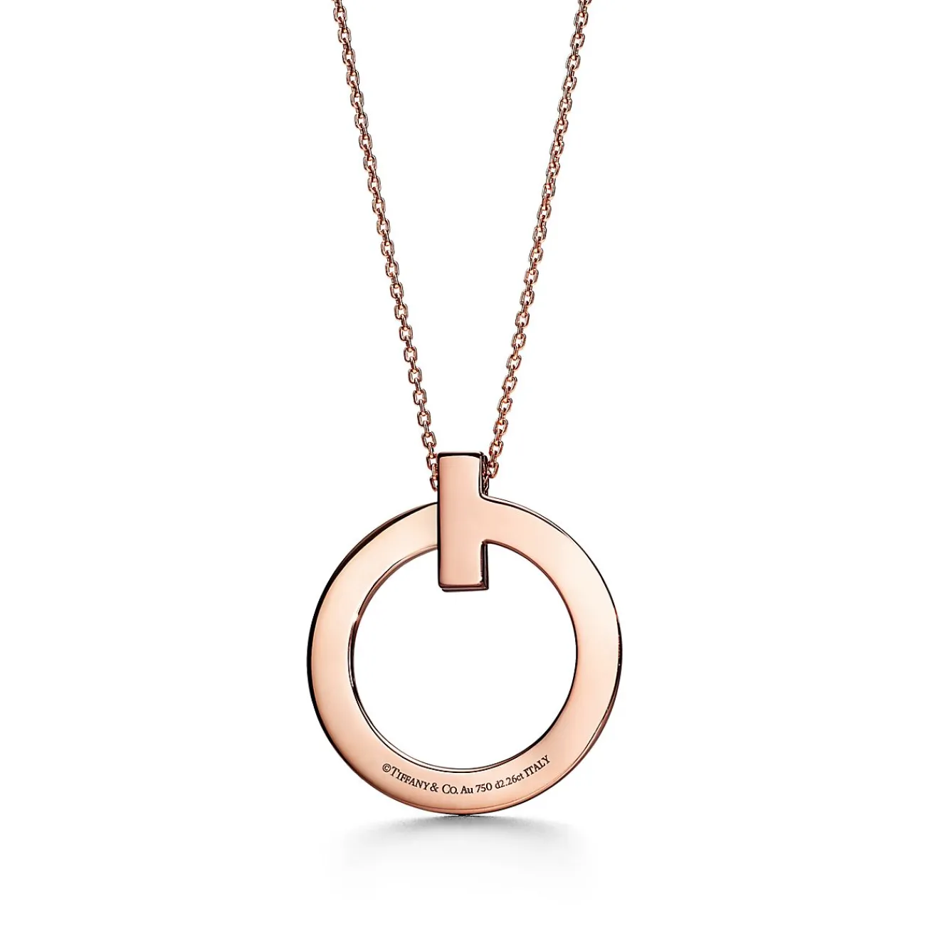 Tiffany & Co. Tiffany T T1 Circle Pendant in 18k Rose Gold with Diamonds, Large | ^ Necklaces & Pendants|Rose Gold Jewelry