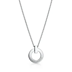 Tiffany & Co. Tiffany T T1 Circle Pendant in White Gold with Pavé Diamonds | ^ Necklaces & Pendants|Gifts for Her