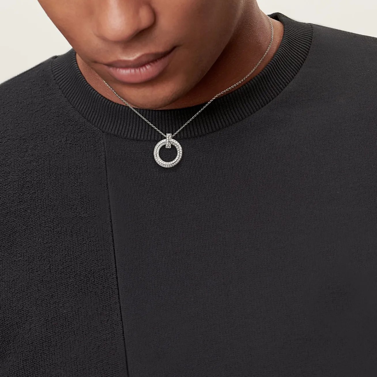 Tiffany & Co. Tiffany T T1 Circle Pendant in White Gold with Pavé Diamonds | ^ Necklaces & Pendants|Gifts for Her