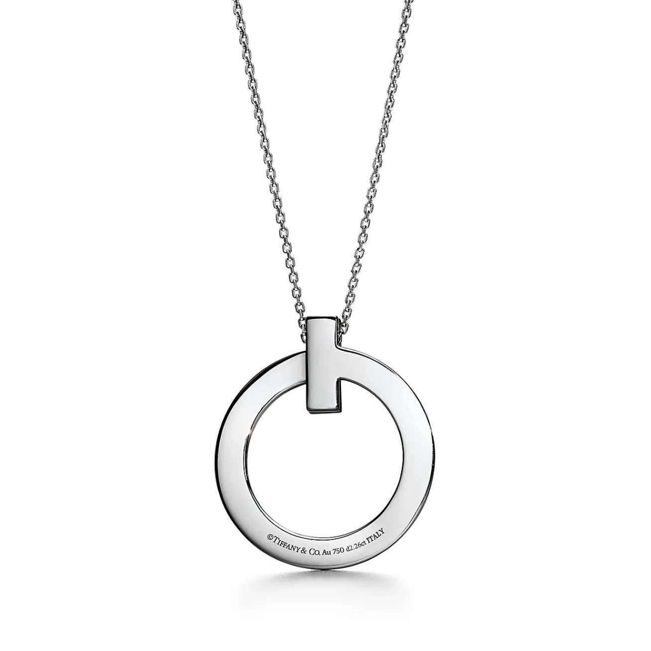Tiffany & Co. Tiffany T T1 Circle Pendant in 18k White Gold with Diamonds, Large | ^ Necklaces & Pendants|Men's Jewelry