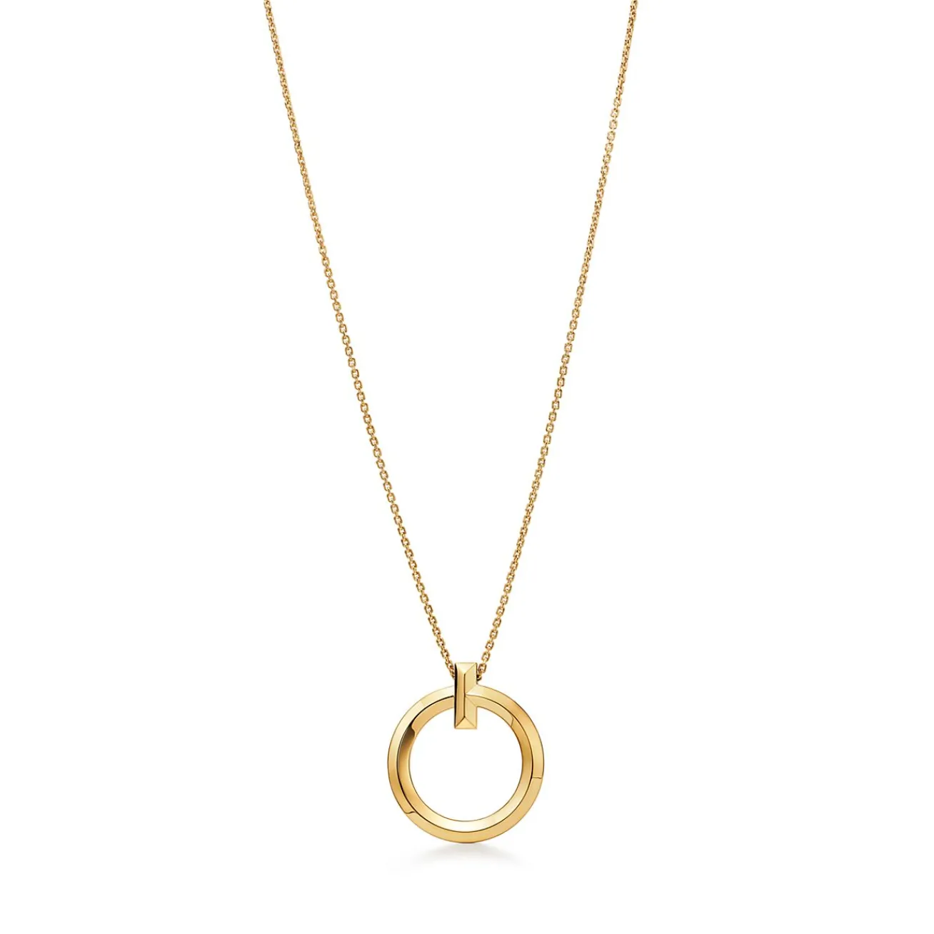 Tiffany & Co. Tiffany T T1 Circle Pendant in Yellow Gold, Large | ^ Necklaces & Pendants|Men's Jewelry