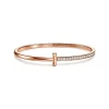 Tiffany & Co. Tiffany T T1 Hinged Bangle in Rose Gold with Diamonds, Narrow | ^ Bracelets|Gifts for Her