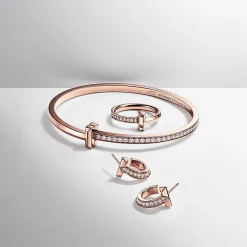 Tiffany & Co. Tiffany T T1 Hinged Bangle in Rose Gold with Diamonds, Narrow | ^ Bracelets|Gifts for Her