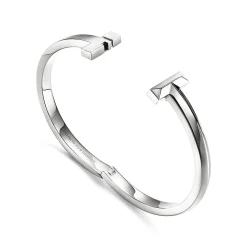 Tiffany & Co. Tiffany T T1 Hinged Bangle in White Gold, Wide | ^ Bracelets|Tiffany T