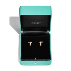 Tiffany & Co. Tiffany T T1 Hoop Earrings in Yellow Gold with Diamonds | ^ Earrings|Gifts for Her