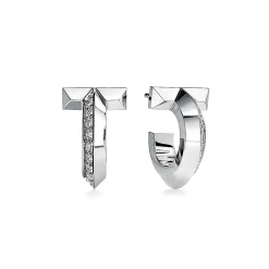 Tiffany & Co. Tiffany T T1 Hoop Earrings in White Gold with Diamonds | ^ Earrings|Gifts for Her