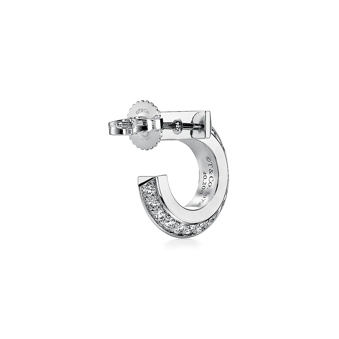 Tiffany & Co. Tiffany T T1 Hoop Earrings in White Gold with Diamonds | ^ Earrings|Gifts for Her