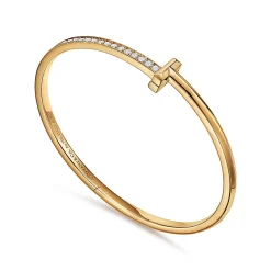 Tiffany & Co. Tiffany T T1 narrow diamond hinged bangle in 18k gold, medium. | ^ Bracelets|Gifts for Her