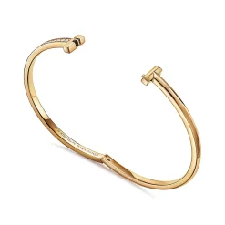 Tiffany & Co. Tiffany T T1 narrow diamond hinged bangle in 18k gold, medium. | ^ Bracelets|Gifts for Her