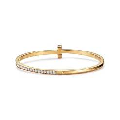 Tiffany & Co. Tiffany T T1 narrow diamond hinged bangle in 18k gold, medium. | ^ Bracelets|Gifts for Her