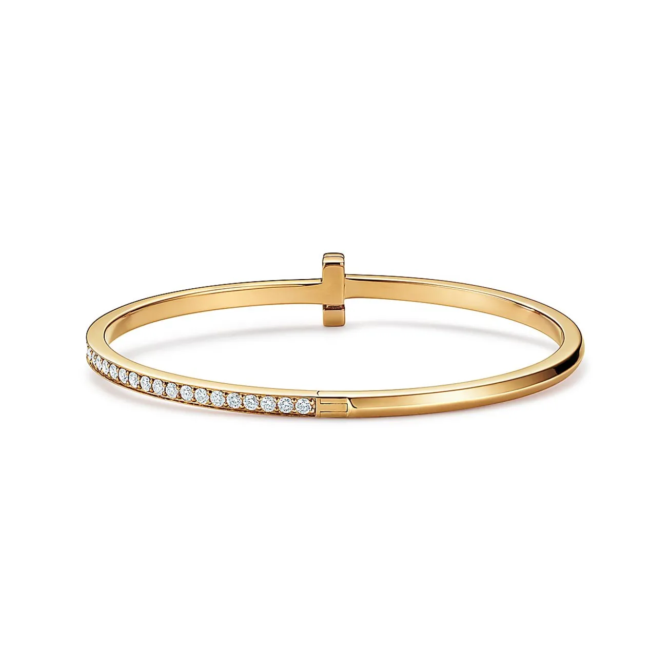 Tiffany & Co. Tiffany T T1 narrow diamond hinged bangle in 18k gold, medium. | ^ Bracelets|Gifts for Her