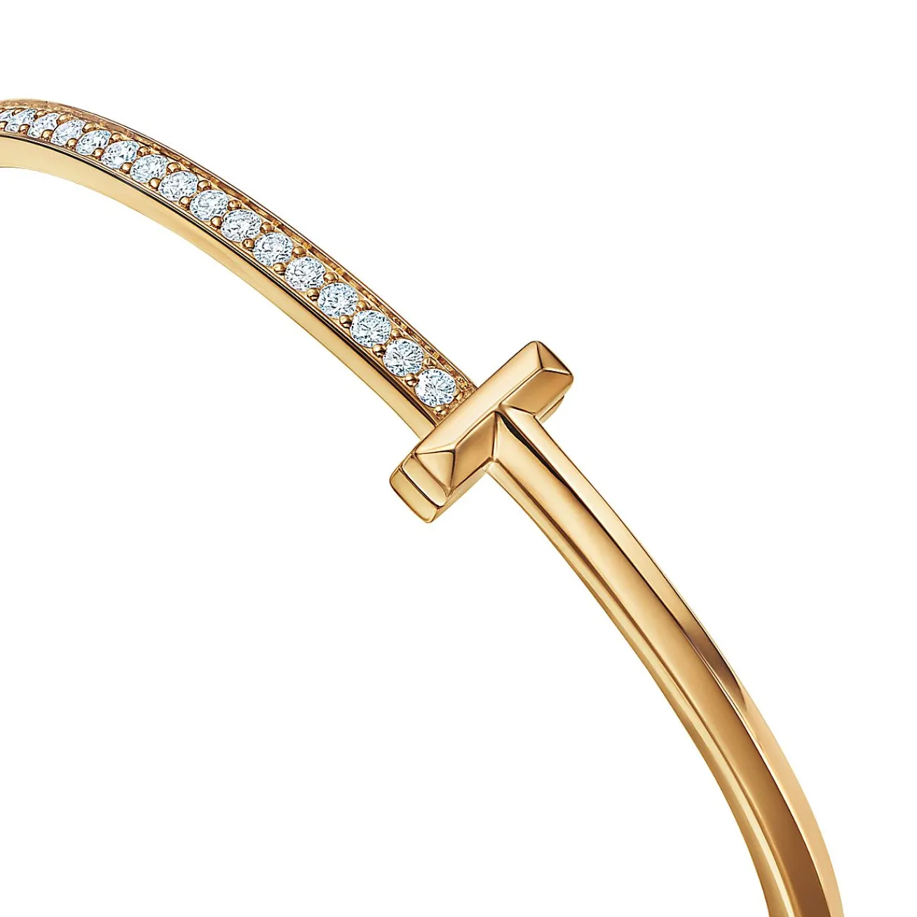 Tiffany & Co. Tiffany T T1 narrow diamond hinged bangle in 18k gold, medium. | ^ Bracelets|Gifts for Her