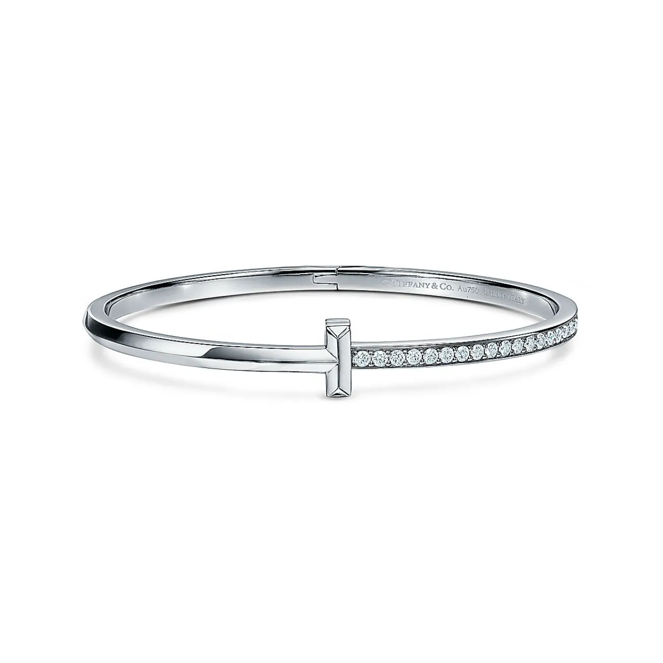 Tiffany & Co. Tiffany T T1 narrow diamond hinged bangle in 18k white gold, medium. | ^ Bracelets|Gifts for Her