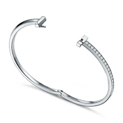 Tiffany & Co. Tiffany T T1 narrow diamond hinged bangle in 18k white gold, medium. | ^ Bracelets|Gifts for Her