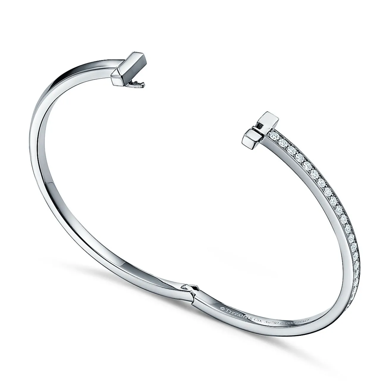 Tiffany & Co. Tiffany T T1 narrow diamond hinged bangle in 18k white gold, medium. | ^ Bracelets|Gifts for Her