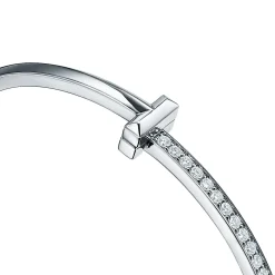 Tiffany & Co. Tiffany T T1 narrow diamond hinged bangle in 18k white gold, medium. | ^ Bracelets|Gifts for Her
