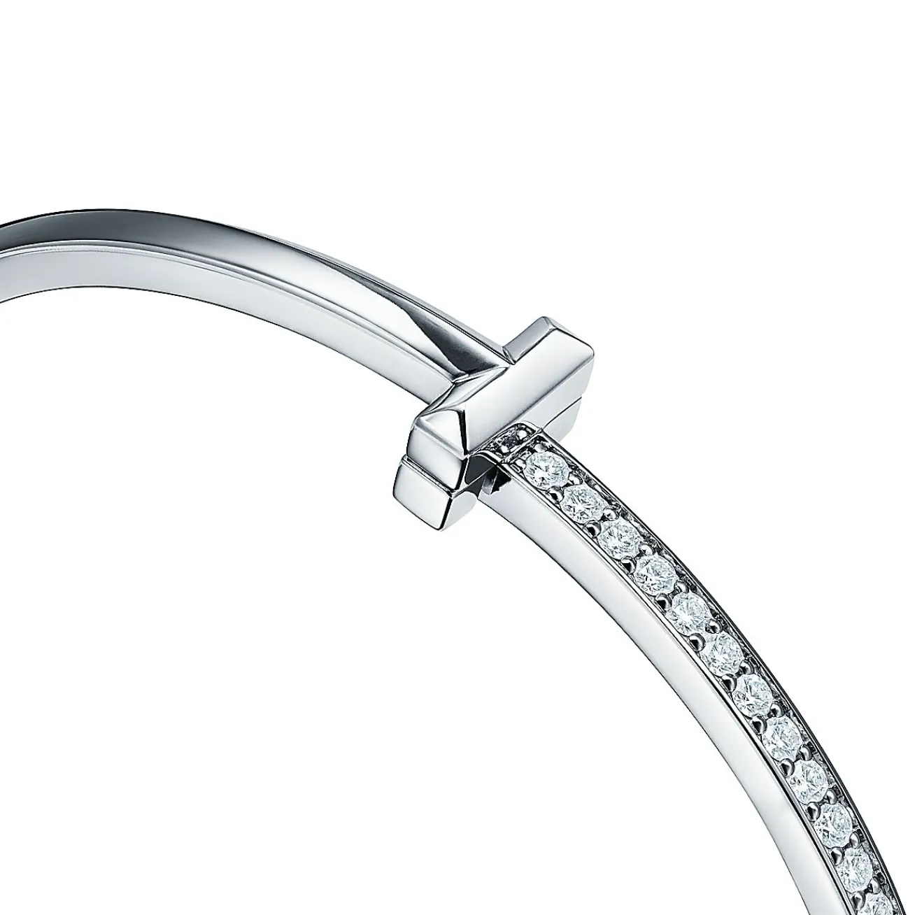 Tiffany & Co. Tiffany T T1 narrow diamond hinged bangle in 18k white gold, medium. | ^ Bracelets|Gifts for Her