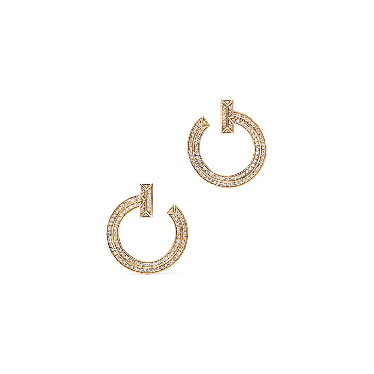 Tiffany & Co. Tiffany T T1 open hoop earrings in 18k gold with diamonds. | ^ Earrings|Gifts for Her