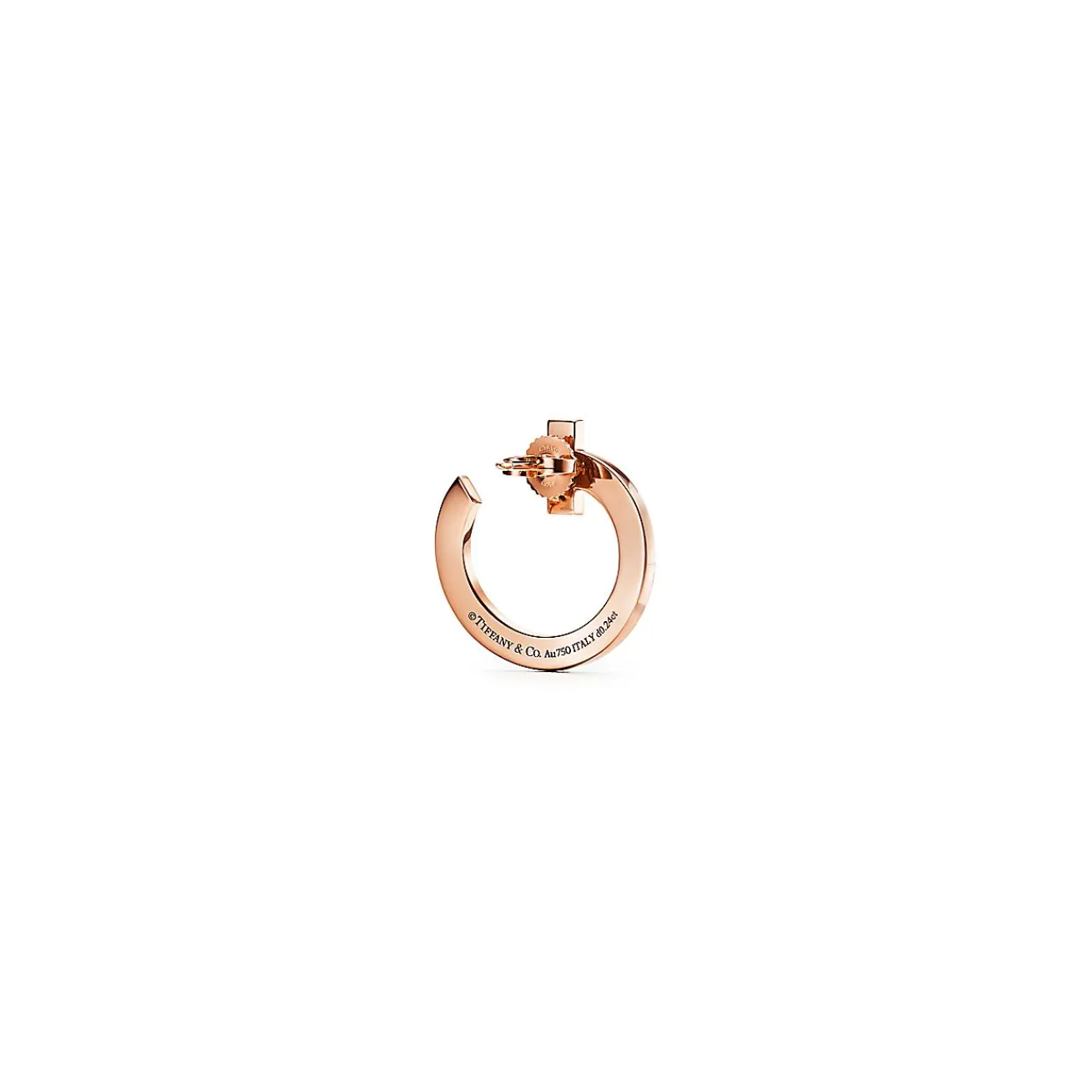 Tiffany & Co. Tiffany T T1 open hoop earrings in 18k rose gold with diamonds. | ^ Earrings|Hoop Earrings