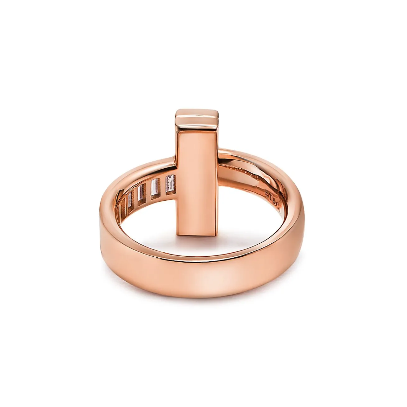 Tiffany & Co. Tiffany T T1 Ring in Rose Gold with Baguette Diamonds, 4.5 mm Wide | ^ Rings|Rose Gold Jewelry