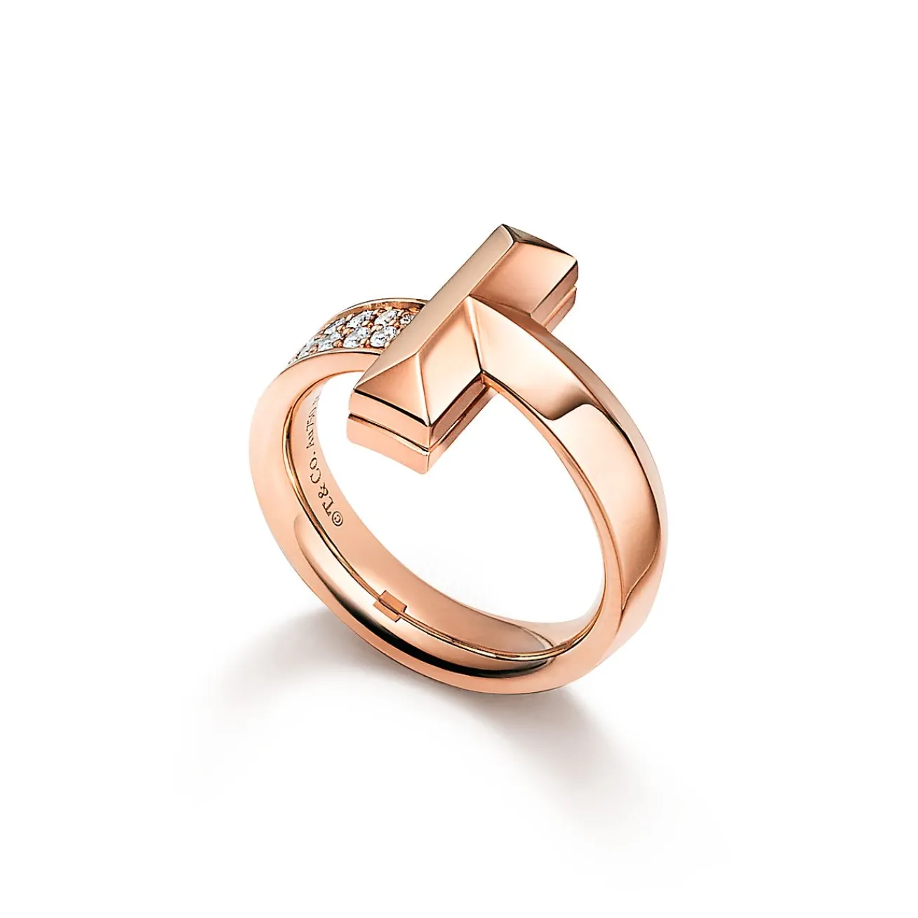Tiffany & Co. Tiffany T T1 Ring in Rose Gold with Diamonds, 4.5 mm Wide | ^ Rings|Rose Gold Jewelry