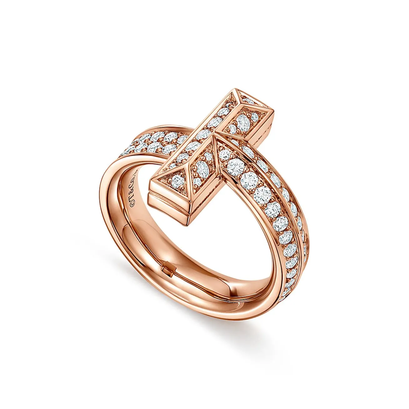 Tiffany & Co. Tiffany T T1 Ring in Rose Gold with Diamonds, 4.5 mm | ^ Rings|Rose Gold Jewelry