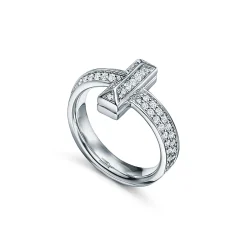 Tiffany & Co. Tiffany T T1 Ring in White Gold with Diamonds, 4.5 mm Wide | ^ Rings|Men's Jewelry