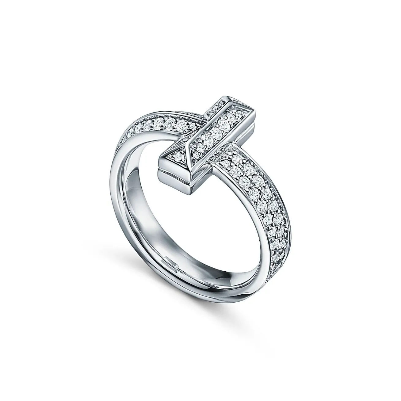 Tiffany & Co. Tiffany T T1 Ring in White Gold with Diamonds, 4.5 mm Wide | ^ Rings|Men's Jewelry