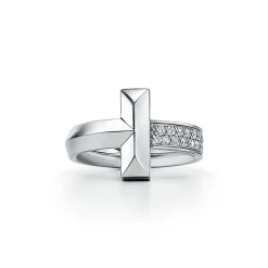 Tiffany & Co. Tiffany T T1 Ring in White Gold with Diamonds, 4.5 mm Wide | ^ Rings|Diamond Jewelry