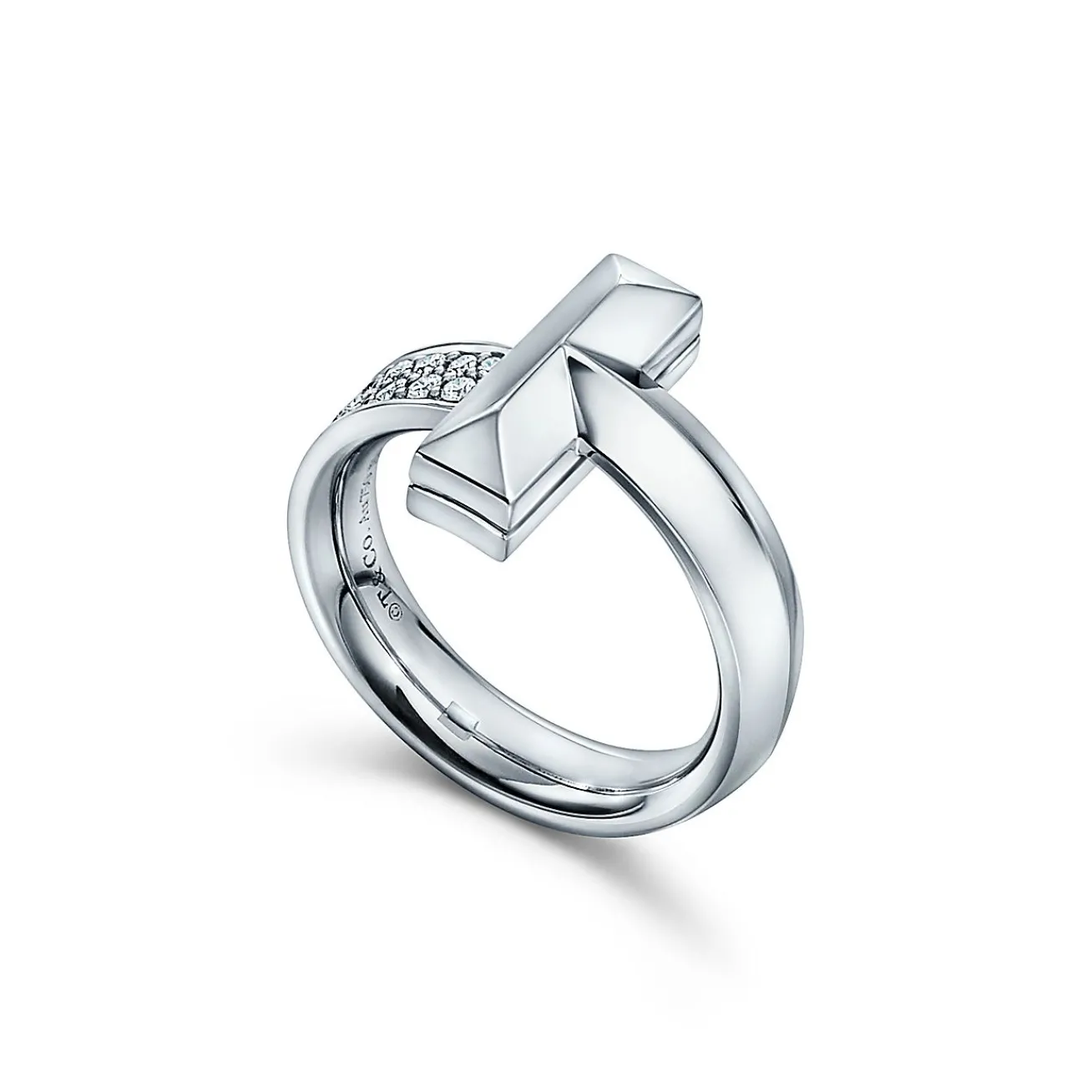 Tiffany & Co. Tiffany T T1 Ring in White Gold with Diamonds, 4.5 mm Wide | ^ Rings|Diamond Jewelry