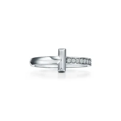 Tiffany & Co. Tiffany T T1 Ring in White Gold with Diamonds, 2.5 mm Wide | ^ Rings|Men's Jewelry
