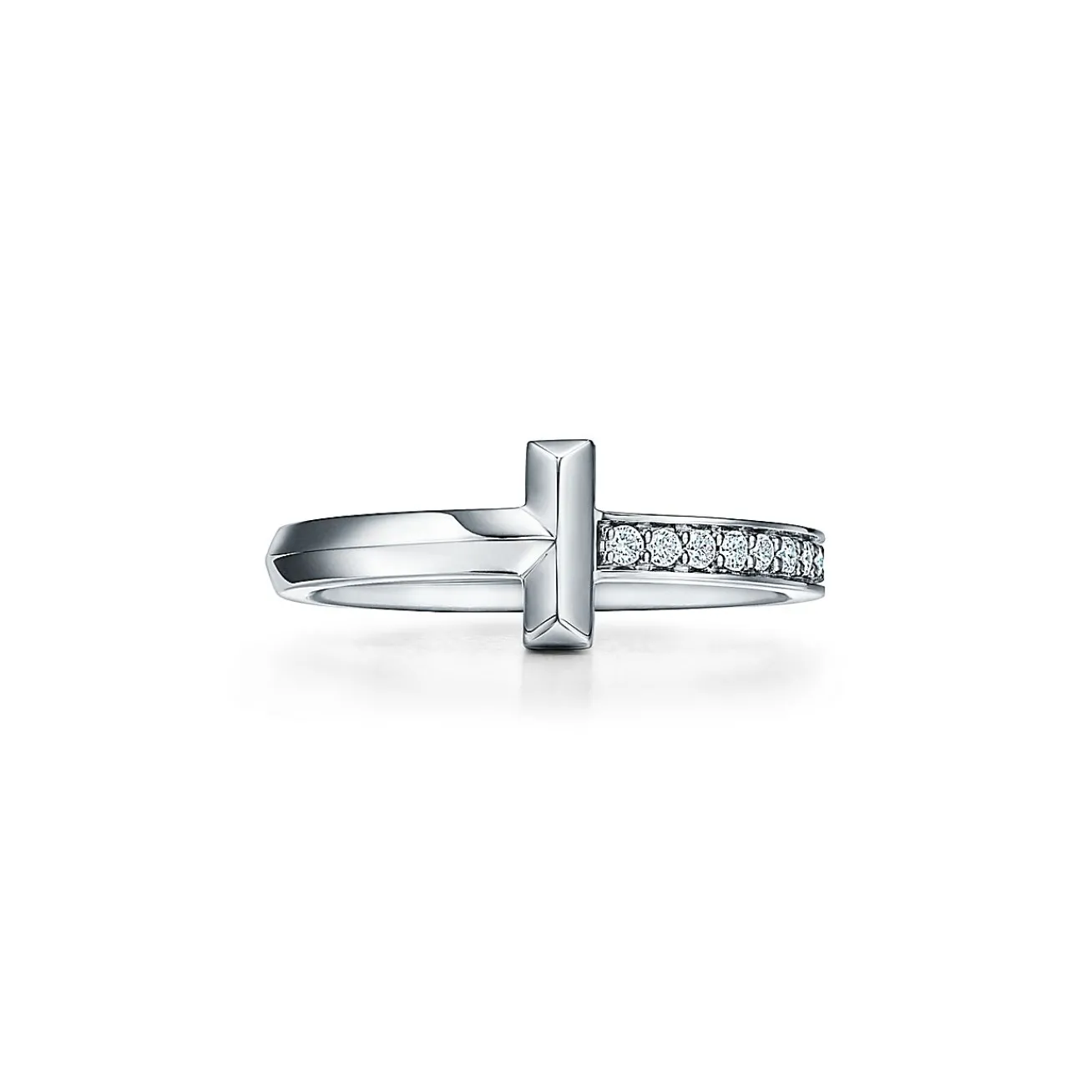 Tiffany & Co. Tiffany T T1 Ring in White Gold with Diamonds, 2.5 mm Wide | ^ Rings|Men's Jewelry