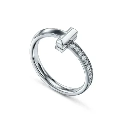 Tiffany & Co. Tiffany T T1 Ring in White Gold with Diamonds, 2.5 mm Wide | ^ Rings|Men's Jewelry