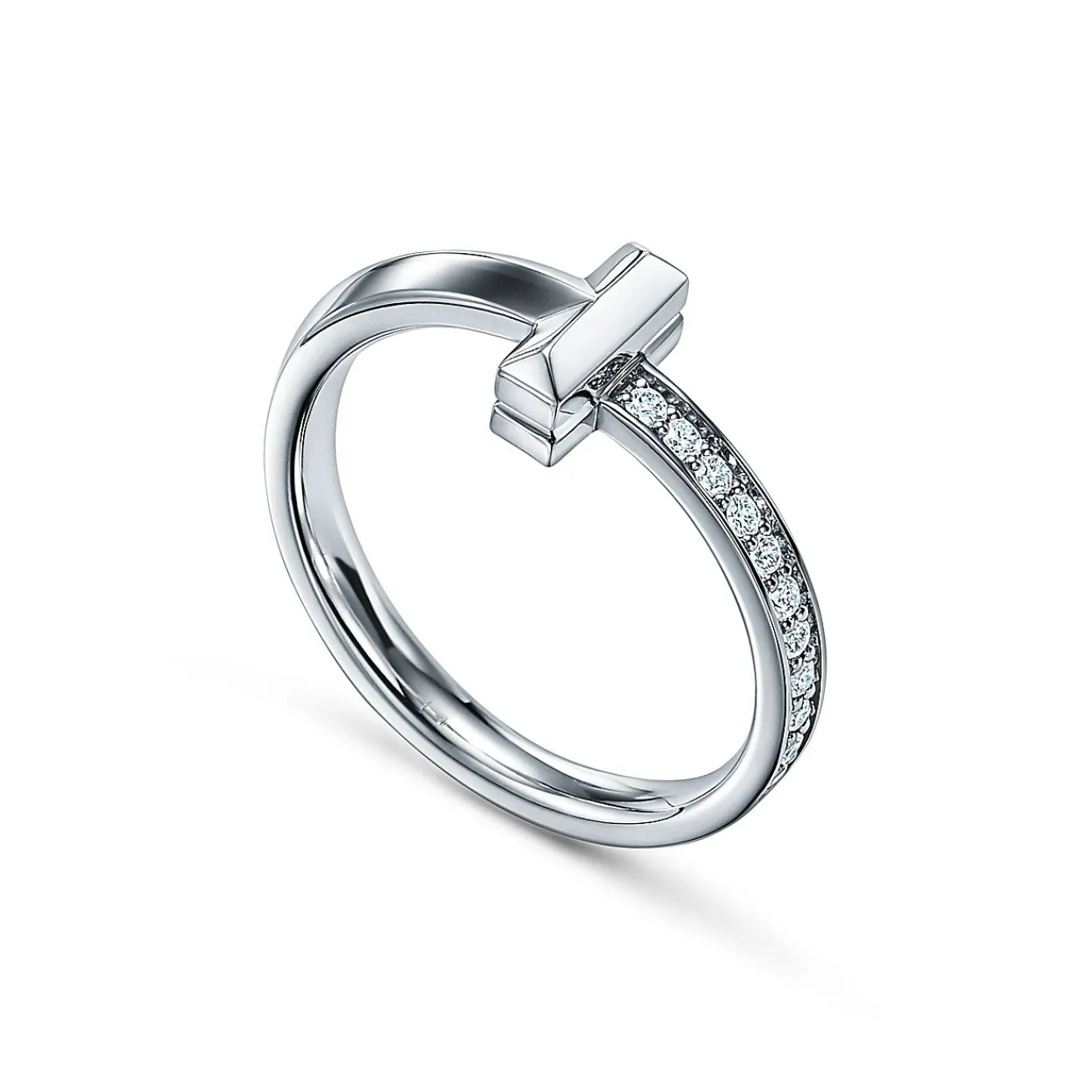 Tiffany & Co. Tiffany T T1 Ring in White Gold with Diamonds, 2.5 mm Wide | ^ Rings|Men's Jewelry