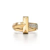 Tiffany & Co. Tiffany T T1 Ring in Yellow Gold with Diamonds, 4.5 mm Wide | ^ Rings|Gold Jewelry