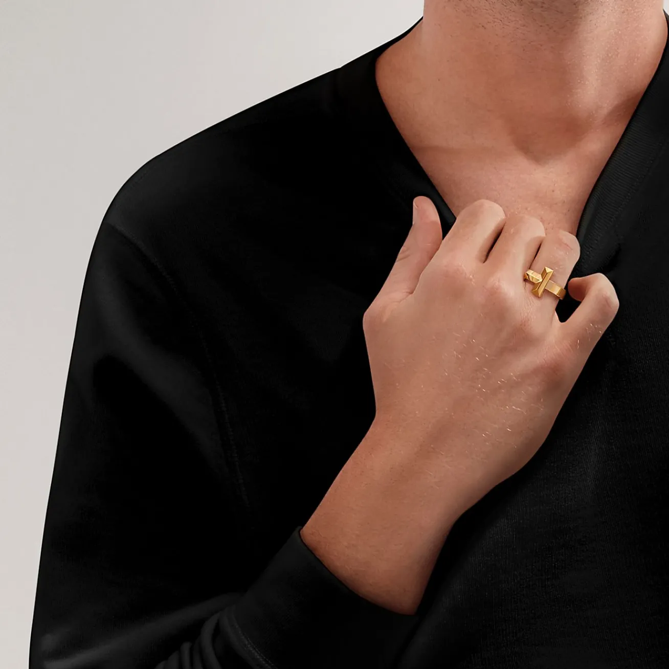 Tiffany & Co. Tiffany T T1 Ring in Yellow Gold, 4.5 mm Wide | ^ Rings|Men's Jewelry