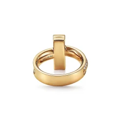 Tiffany & Co. Tiffany T T1 Ring in Yellow Gold with Diamonds, 4.5 mm Wide | ^ Rings|Gold Jewelry