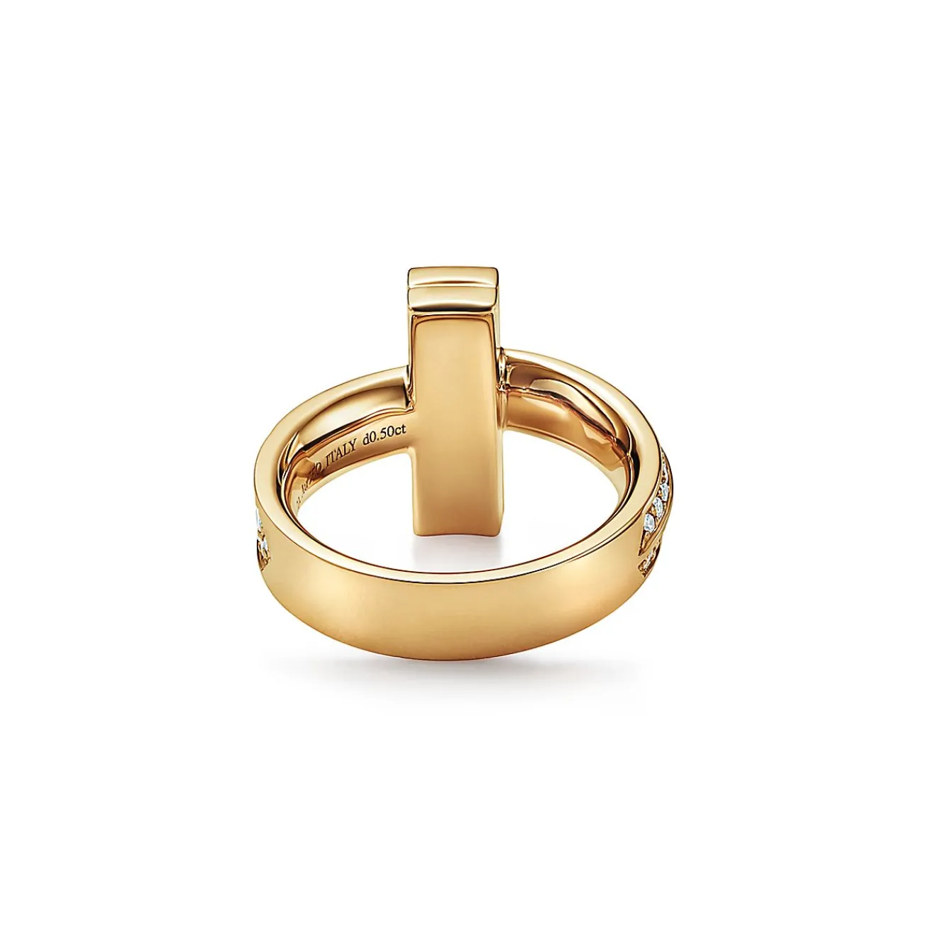 Tiffany & Co. Tiffany T T1 Ring in Yellow Gold with Diamonds, 4.5 mm Wide | ^ Rings|Gold Jewelry