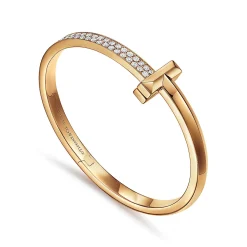 Tiffany & Co. Tiffany T T1 wide diamond hinged bangle in 18k gold, medium. | ^ Bracelets|Men's Jewelry