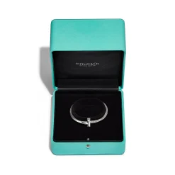 Tiffany & Co. Tiffany T T1 wide diamond hinged bangle in 18k white gold, medium. | ^ Bracelets|Men's Jewelry
