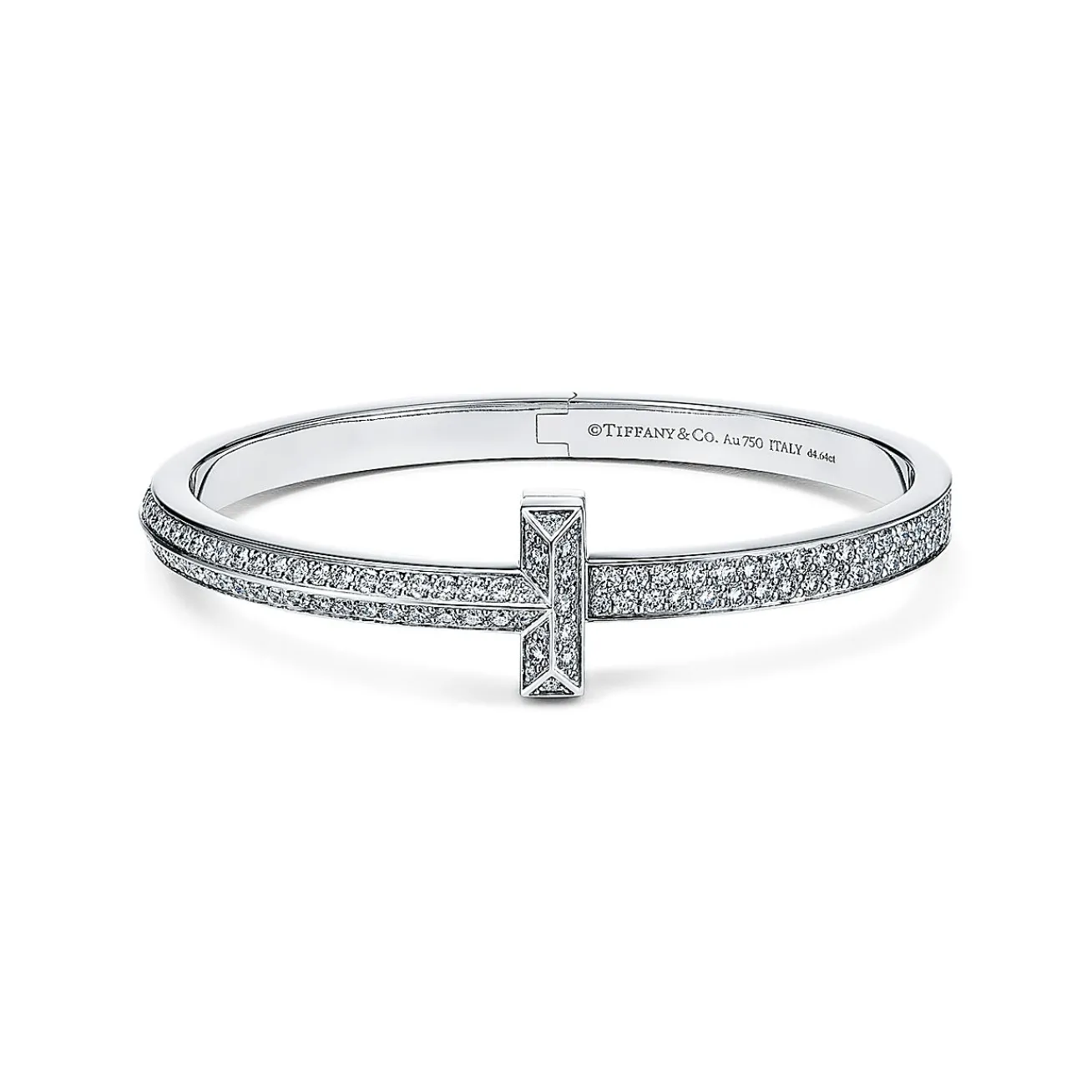 Tiffany & Co. Tiffany T T1 wide diamond hinged bangle in 18k white gold, medium. | ^ Bracelets|Men's Jewelry