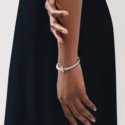 Tiffany & Co. Tiffany T T1 wide diamond hinged bangle in 18k white gold, medium. | ^ Bracelets|Men's Jewelry