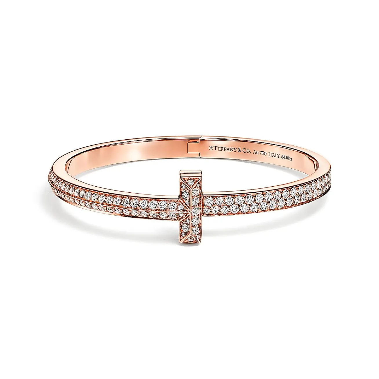 Tiffany & Co. Tiffany T T1 wide diamond hinged bangle in 18k rose gold, medium. | ^ Bracelets|Men's Jewelry